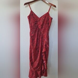 Bardot Lexie Midi Dress Leopard Print Ruffle Womens Size 6